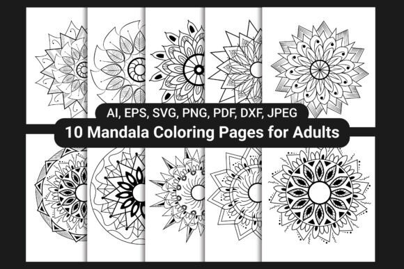 10 Mandala Coloring Pages for Adults: Graphics & Coloring Pages Amp