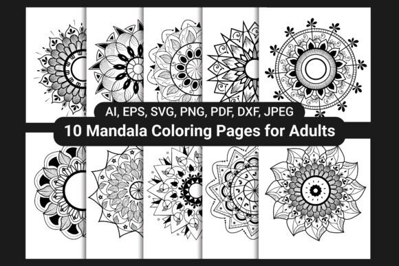 10 Printable Mandala Bundle for Adults