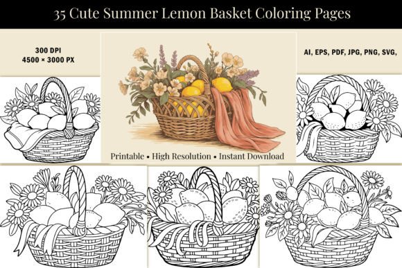 35 Lemon Basket Coloring Pages: Graphics & Coloring Pages Amp