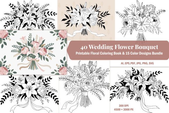 40 Wedding Flower Coloring Pages Graphics