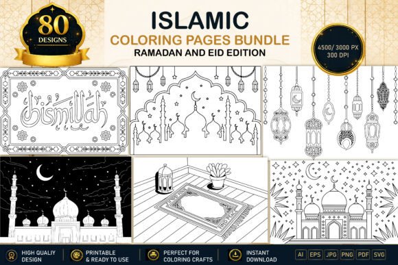 80 Islamic Coloring Pages: Graphics & Coloring Pages Amp