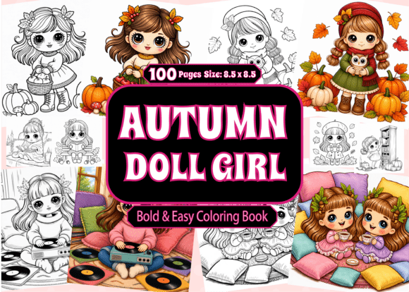 Autumn Doll Girl Bold Easy Coloring: Graphics & Coloring Pages Amp