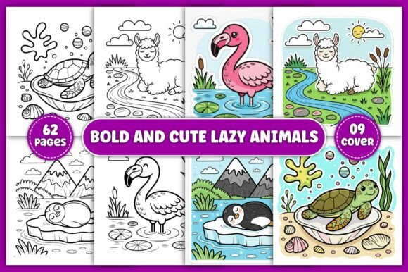 Bold and Cute Lazy Animals Coloring Book