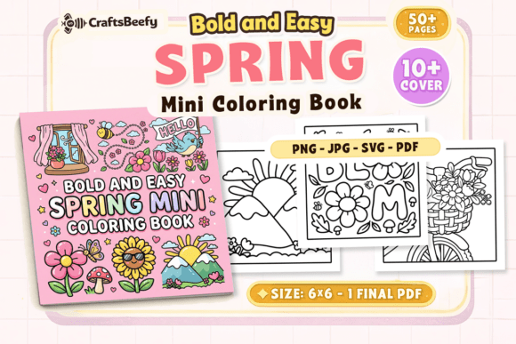 Bold and Easy Spring Mini Coloring Book: Graphics & Coloring Pages Amp