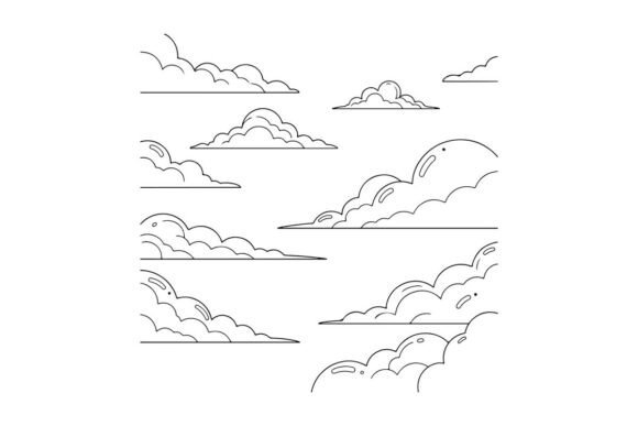 Collection of Fluffy Clouds: Graphics & Coloring Pages Amp