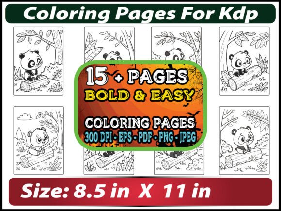 Cut Panda Coloring Pages for Kids V-4: Graphics & Coloring Pages Amp
