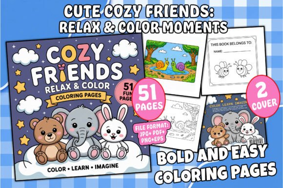 Cute Cozy Relax Moments Coloring Pages Graphics