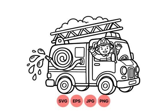 Cute Fire Truck Coloring SVG: Playful Graphics for Illustrations
