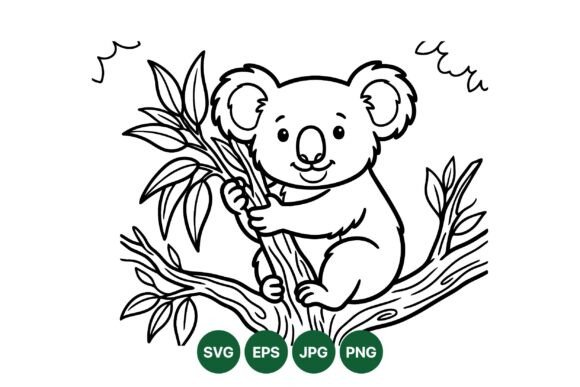 Cute Koala Tree Coloring Page