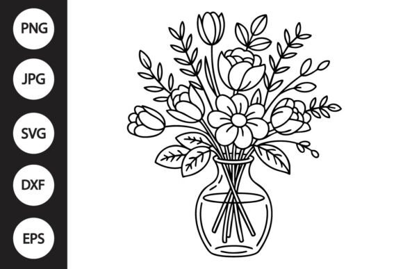 Flower Vase Outline SVG: Graphics for Crafts & Creative Brands