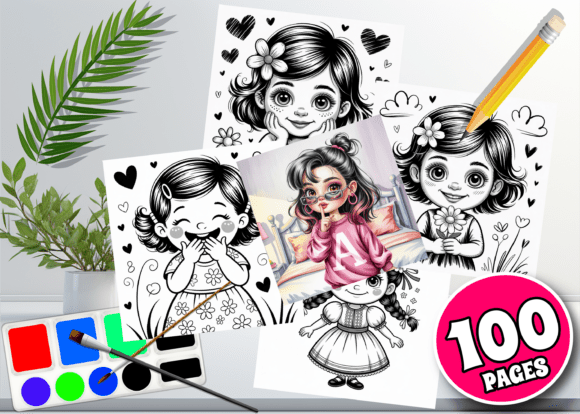 Girl with a Playful Expression Coloring: Graphics & Coloring Pages Amp