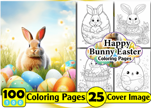 Happy Bunny Easter Coloring Pages Graphics