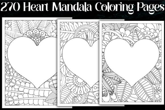 Heart Mandala Coloring Pages: Graphics for Crafts & Creative Sellers