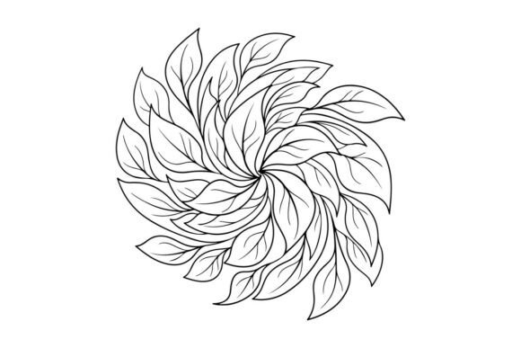 Leafy Swirl Mandala: Graphics for Coloring Pages Amp