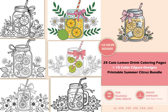 Lemon Drink Coloring Pages Clipart: Graphics & Coloring Pages Amp