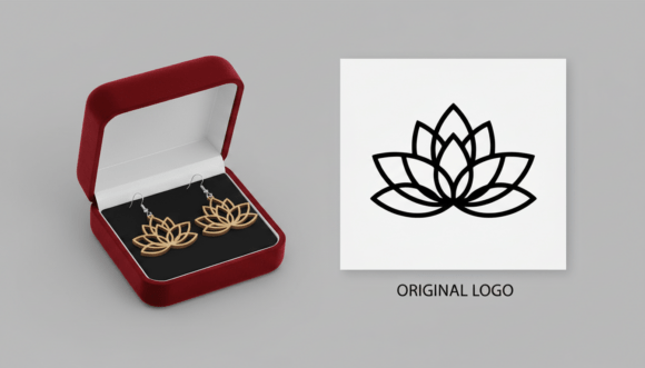 Lotus Flower Earring Laser Cut Design: Graphics & Coloring Pages Amp