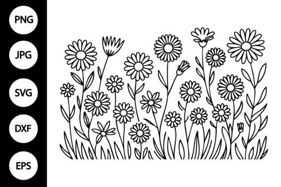 Meadow Flower Outline SVG: Graphics for Crafts & Content