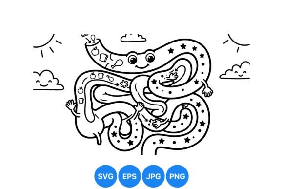 Playful Maze Coloring Art: Graphics & Illustrations for Local Brands