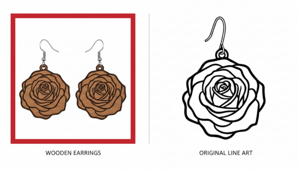 Rose Flower Drop Earring Laser Cut Graphics