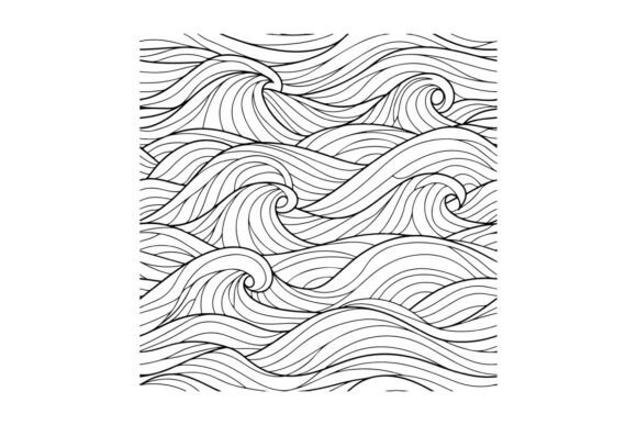 Seamless Pattern of Waves: Graphics for Coloring Pages Amp