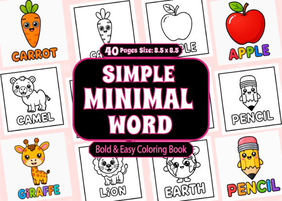 Simple Minimal Word Bold Easy Coloring Graphics