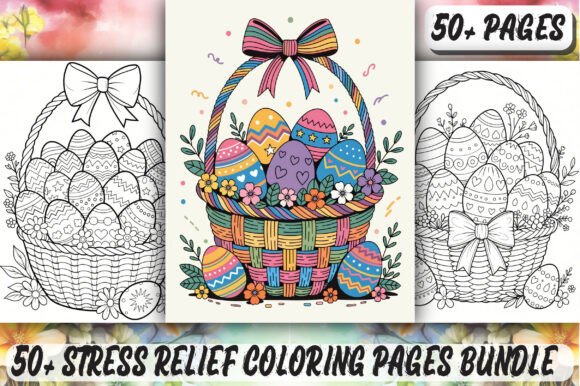 Stress Relief Coloring Pages Bundle KDP Graphics