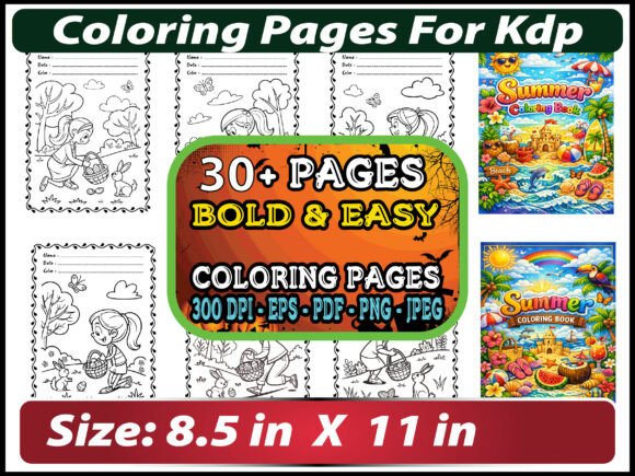 Summer Coloring Pages with Cover for Kid: Graphics & Coloring Pages Amp