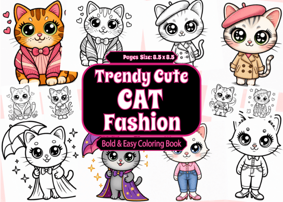 Trendy Cute Cat Fashion Bold Easy Graphics