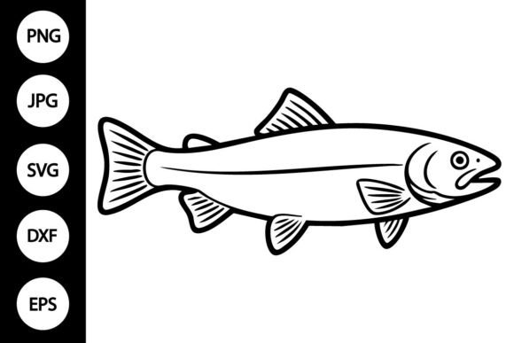 Trout Outline SVG, Coloring Page: Graphics for Crafts